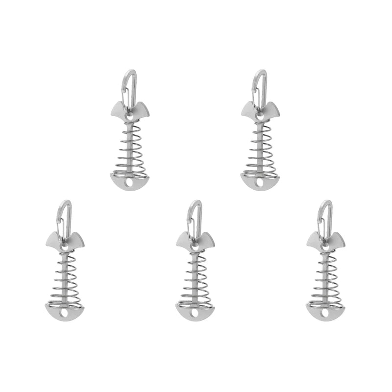 1/5Pcs Adjustable Plank Floor Spring Fishbone Anchor Tent Pegs Buckle Outdoor Awning Deck Stakes Fixed Nails Camping Tent Hooks