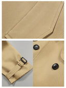 2023 Autumn And Winter New Solid Colour Double Row Of Buttons To Lengthen The Trench Coat Simple Style With Waist Lapel Coat