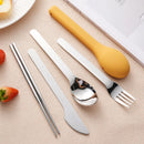 Portable Stainless Steel Cutlery Set, Suitable for Work, School, Picnic, Camping, Travel, Reusable Silicone Portable Cutlery Set