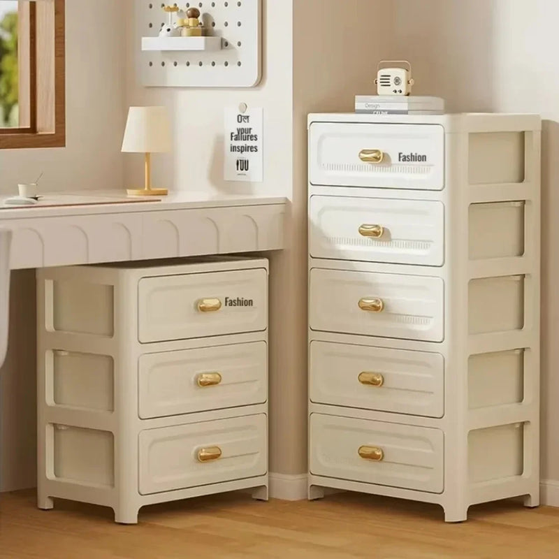 Home Storage Cabinet Bedside Table Stackable Plastic Cabinet Multi-layer Drawer Foldable Organizer Snack Toys Chest of Drawers