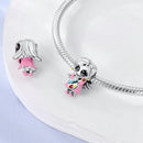 Silver Plated Boy Girl Couple Lovers Beads Charms Zirconium Dangle Fit Original Pandora Bracelet Necklace Jewelry Women