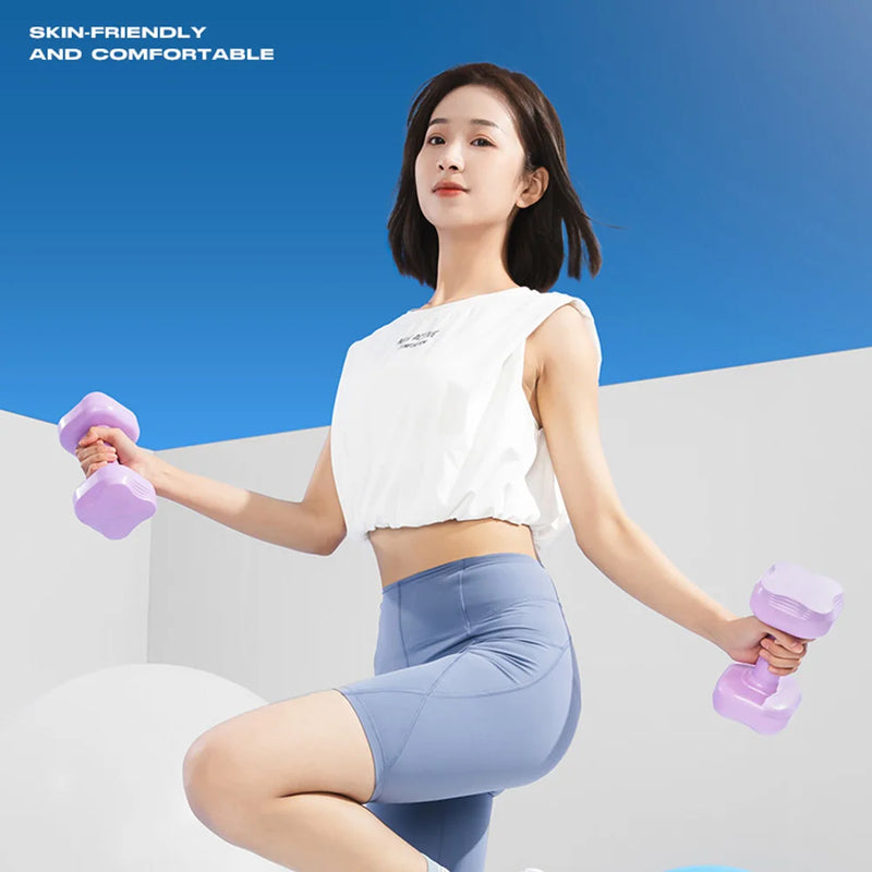 PINJIAN Quadrangle Neoprene Coated Colorful Dumbbells Set of 2 Anti-slip Hand Weight Lifting Strength Training for Home Gym