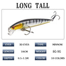 Long Tail Minnow Fishing Lure 10cm 9g Floating Hard Bait Artificial Wobbler Crankbait 3D Eye 10 Color Carp Perch Fishing Tackles