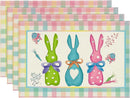 2024 Easter Rabbit Table Runner Linen Bunny Dining Table Cloth Placemat Spring Holiday Happy Easter Decoration for Home Kitchen