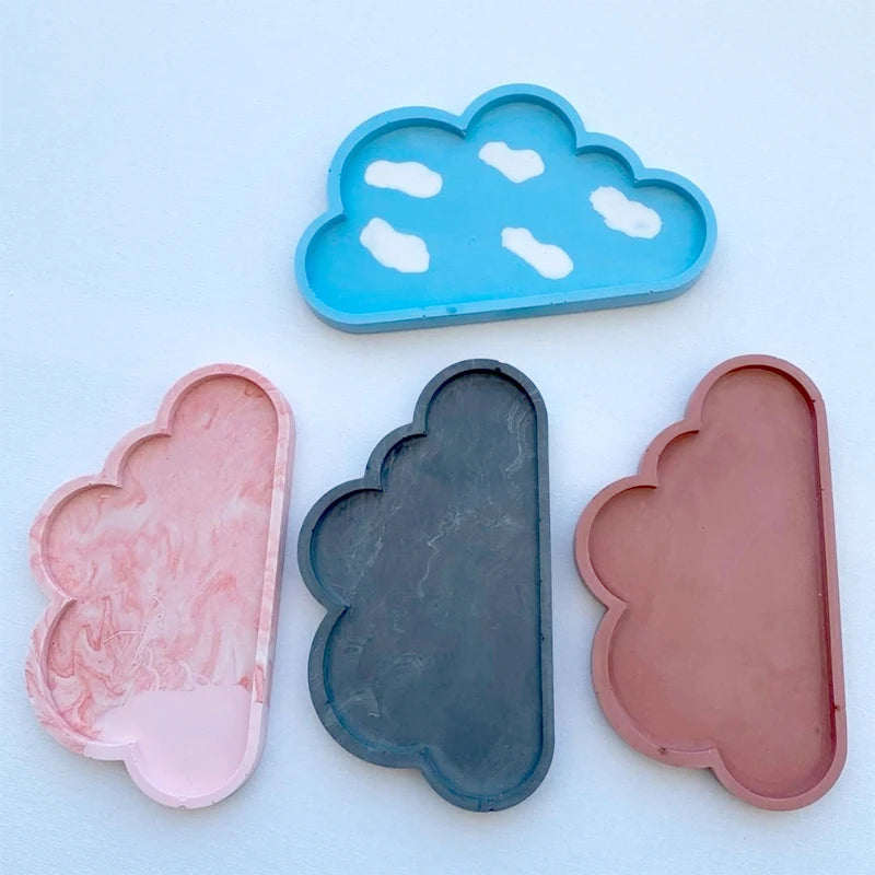 Home Crafts Cloud Coasters Silicone Molds for DIY Handmade Plaster Concrete Clay Tray Resin Mould Cement Dish Making Supplies