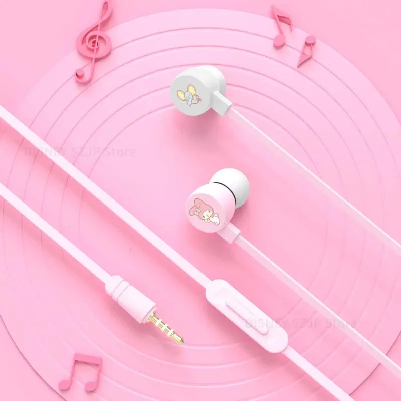 Sanrio in-ear Wired Headphones My Melody Music Sports Earbuds Kuromi Cinnamoroll Kawaii Gaming Earphones Pochacco Girls Gifts