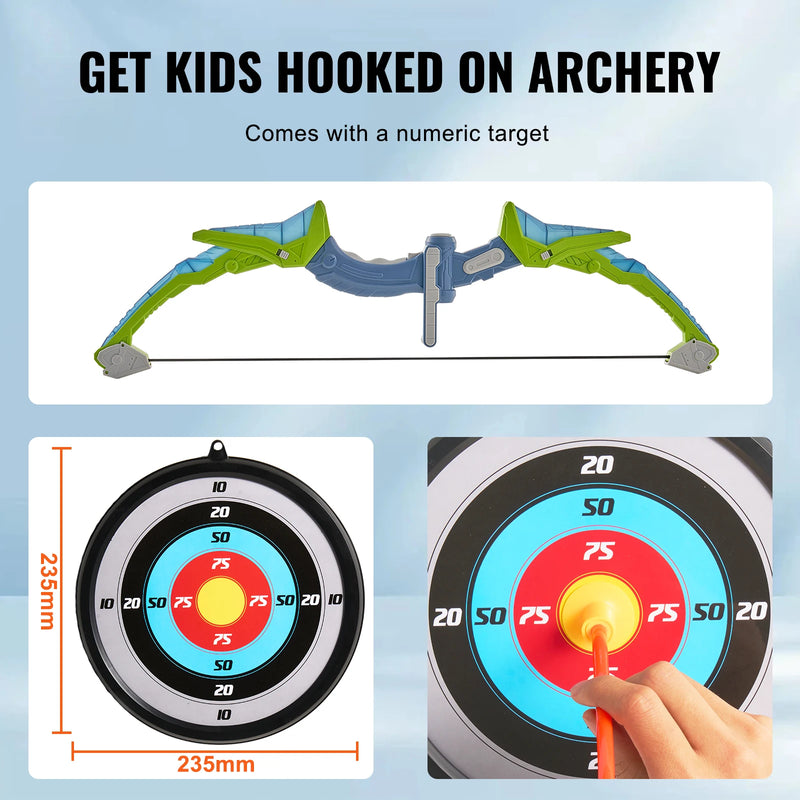 SucceBuy Kids Bow and Arrow Set LED Light Up Archery Toys Set with 10/20 Suction Cup Arrows Target & Quiverfor Kids Ages 4-12