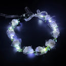 Wedding Party Crown Flower Headband LED Light Wreath Garland Decoration Women Girl Birthday Favor Luminous Hair Garland Hairband