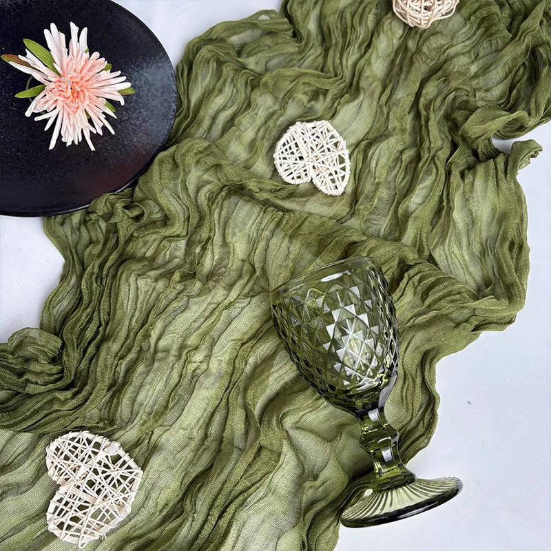 Event Designing Table Runner Cheese Cloth Gauze Crepe Rustic Wedding Party Decor Farmhouse Tabledecor House Warming Gift Easter