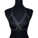 Sexy Shiny Crossed Network Rhinestone Bra Body Chain Exaggerated Women's Crystal Bikini Bra Chain Valentine's Day Gift