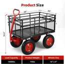 Steel Garden Dump Cart, 880lbs Heavy Duty Yard Dump Utility Cart w Removable Mesh Sides, Utility Metal Wagon with 180° Rotating
