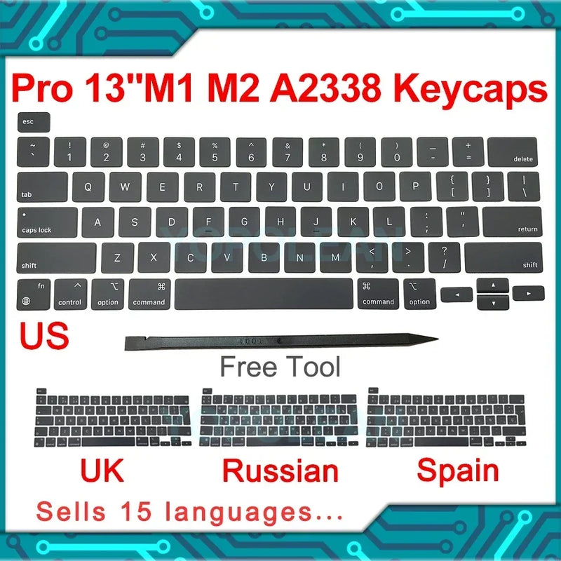 New Laptop A2338 Keycap Keys key Cap Keyboard Russian RU US UK French Spain Germany Italy For Macbook Pro Retina 13" M1 M2