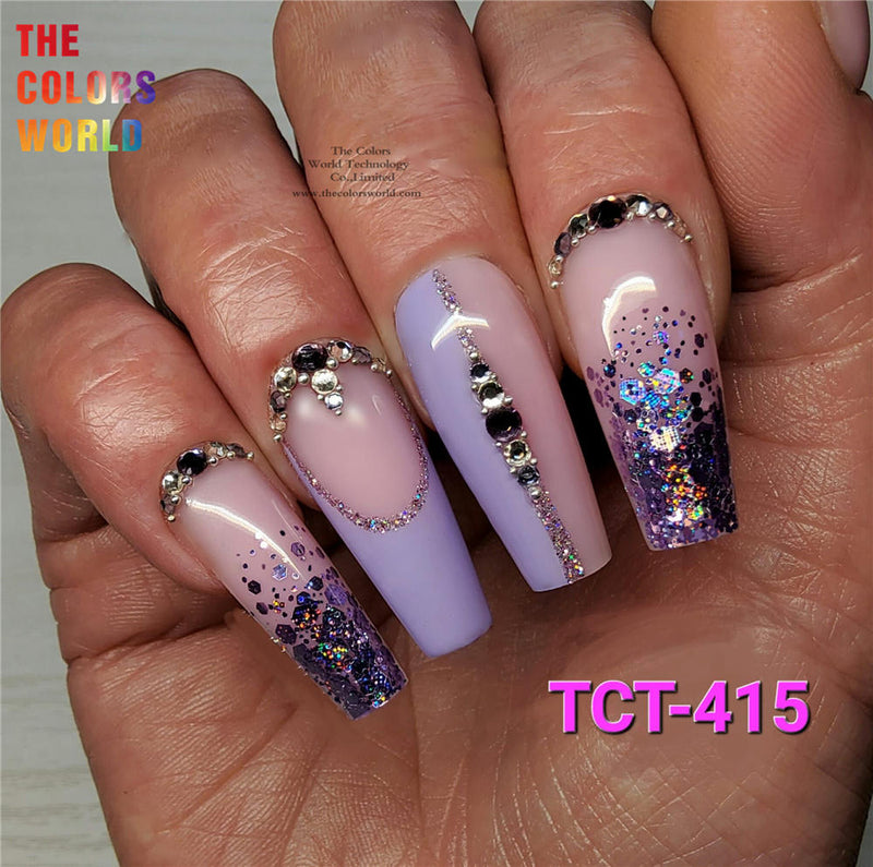 TCT-415 Mix Color Chunky Shinning Laser Nail Glitter Nail Art Decoration Body Art Tumbler Crafts Accessories Festival Supplier