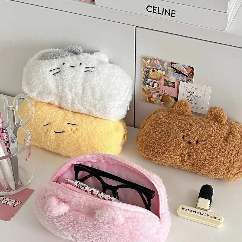 Original Plush Pen Bag Cute Ins Multi Functional Large Capacity Storage Bag Student Stationery Bag Pencil Bag  School