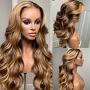 30 40 Inch 13x6 Body Wave Ombre Highlight Transparent Lace Frontal Wig 4/27 13x4 Human Brazilian Hair Wigs 180 Density For Women