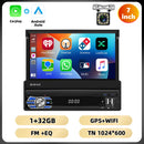 Podofo 4Core 1Din Android Car Stereo 7 ''Retractable Screen Car Radio Carplay Android 2 + 64G Mirror Link GPS WIFI Car Audio