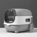 Oval Oblong Hooded Cat Litter Box Tray Front Entry Toilet with Litter Scoop for Kittens Cat Breeds Enclosed