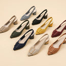 Women's High Heel Sandals Large 42/43 Pointed Knitted Breathable Non slip Rubber Sole 2024 New (5cm High)