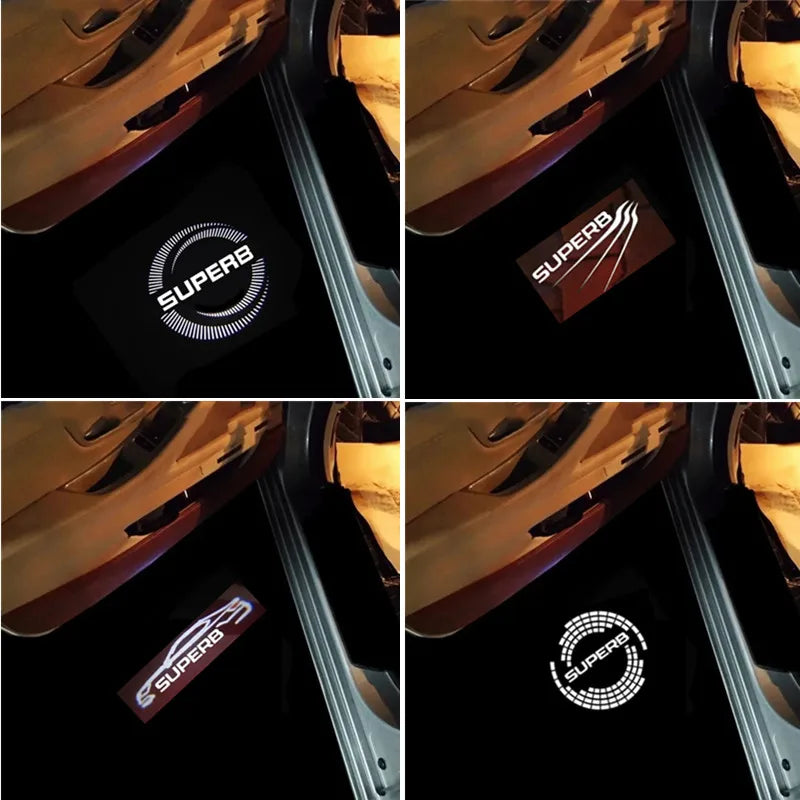 2X Led Car Door Logo Light HD Warning Welcome lamp For Skoda Superb 2009 2010 2011 2012 2013 2014 2015 -2021 2022 2023 Car Goods