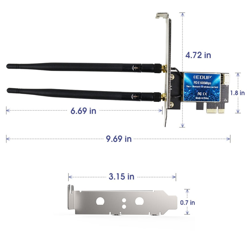 EDUP 600Mbps WIFI PCI Express Network Card 2.4G/5GHz Wireless Blue-tooth PCI-E LAN Card 802.11 ac/b/g/n Adapter For Computer