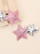 New Silver Star Hair Clip for Kids Girls Pink Glitter Hairpins Side Bangs Clip Barrettes Children Cute Headwear Hair Accessories