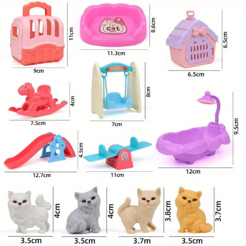 Cute Dog Pet Basket Family Toys Dog Doll Set Dog Cage Toys Scene Playing Toys Christmas Decoration and Thanksgiving Gifts