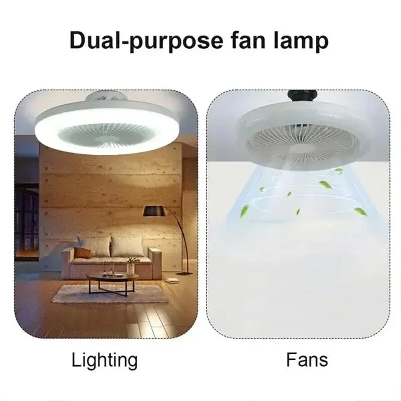 Ceiling Fan with Lighting Lamp E27 Converter Base with Remote Control Manual Switch for Bedroom Living Home Silent