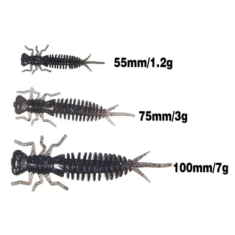 10pcs Worm Larva Soft Lures 5.5cm 1.2g Artificial Silicone Bait Jigging Wobblers Bass Carp Pesca Fishing Tackle