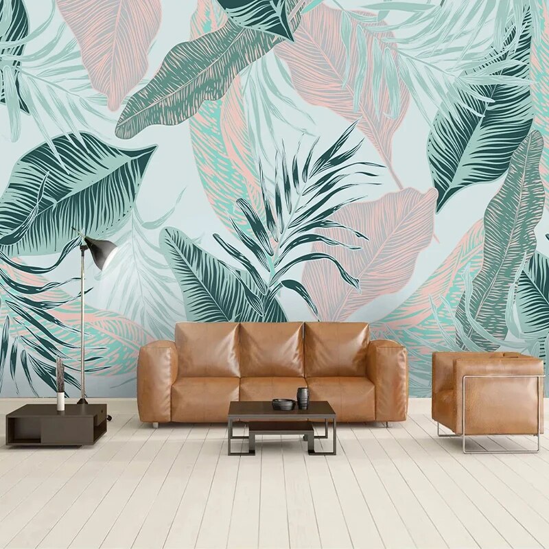 Custom 3D Mural Wallpaper Blue Watercolor Hand Painted Leaves Photo Fresco Bedroom Study Room Living Room Decoration Wall Paper