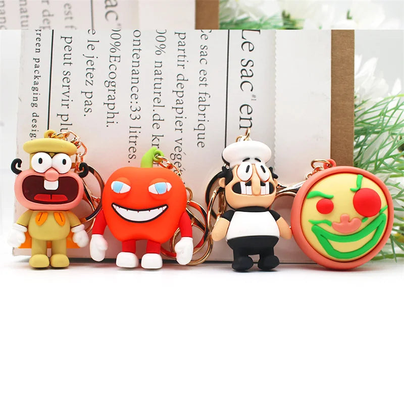 Pizza Tower Keychain Figure Toys Chili Man Chef Cute Anime Dolls Ornament Pendant Bag For Children Educational Christmas Gifts