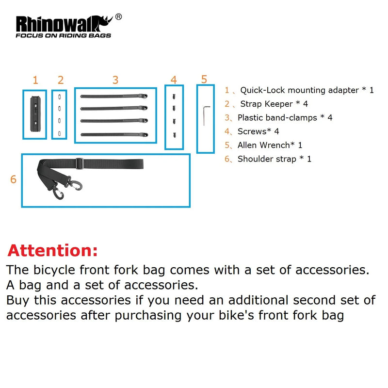 Rhinowalk Bike Bag For Fork Quick Release Bicycle Bag Waterproof 4-6L Electric Scooter Bag Bicycle Front Bag Bikebag Accessories