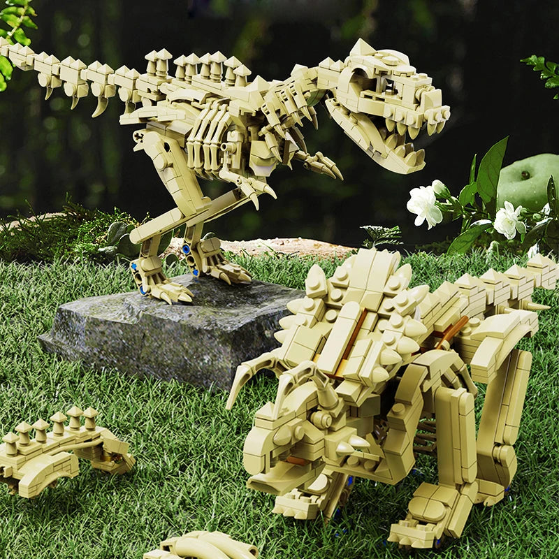 Jurassic Dinosaur World Series T-rex Mosasaur Triceratops Skeleton Building Blocks Fossil Model Bricks Figure Dino Toys Kid Gift