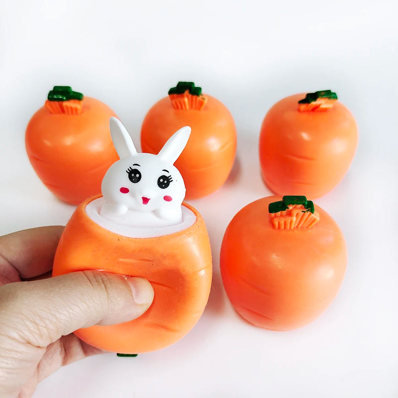 Easter Carrot Rabbit Squeeze Cup Cute Bunny Pinching Plaything Easter Decoration 2024 Easter Rabbit Birthday Gift for Kids