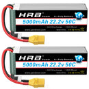 1/2PCS HRB 6S Lipo Battery 22.2V 5000mah Drone Battery 50C With XT90 Connector for Quadcopter AirplaneRC Car Monster RC Drone
