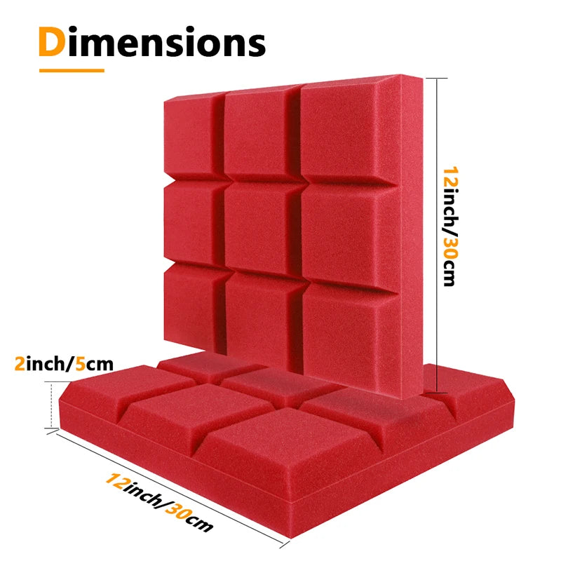 Sound Proof Insulation 6/12/24 Pcs, Acoustic Foam Panels Noise Insulation Wall Pad, For Recording Studios Offices Podcasting KTV