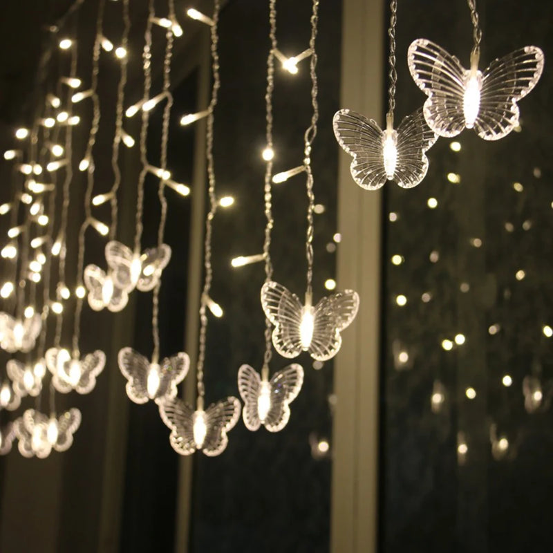 220V 110V 3.5m Butterfly LED Curtain Light Christmas Garland  LED String Fairy Lights For Holiday Wedding Party Home Decoration