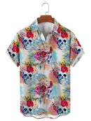 Men's Shirt Horror Skull 3D Print Men's Clothing Oversized Summer Casual Hawaii Beach Hawaiian Harajuku Fashion Holiday Shirts