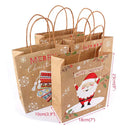 4/8Pcs Merry Christmas Kraft Paper Bags with Handles Elk Santa Gift Packaging Bags Christmas New Year Party Candy Packaging Bags