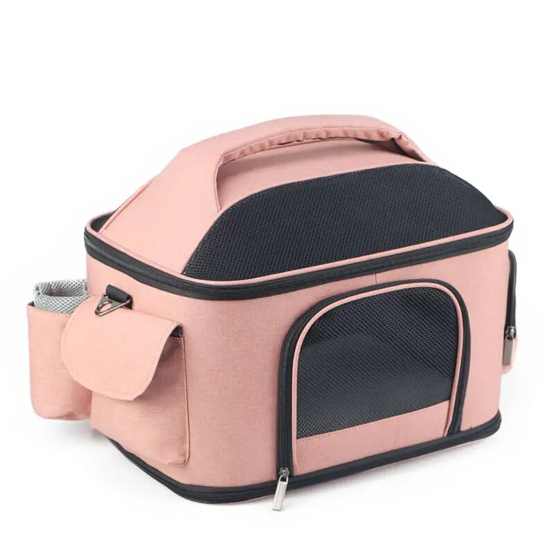 Solid Color  43 * 31 * 35cm MeshTraveling Cats and Dogs Collapsible Pet Shoulder Bag Pet Handbag Dog Carrier