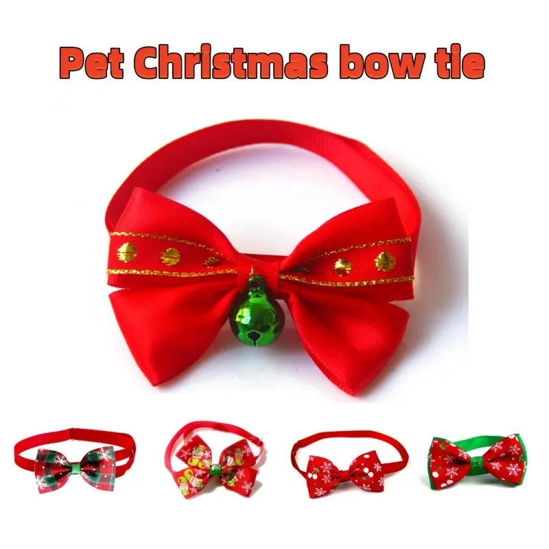Dog Bell Bow Tie Cat Collar Christmas Hat Scarf Christmas Fleece Set Halloween Pet Costume Pet Accessories