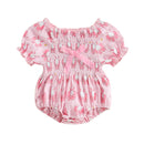 Baby Girls Rompers Easter Clothes Rabbit Print Bowknot Short Sleeve Summer Bodysuits Jumpsuits