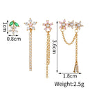 1PC Stainless Steel Zircon Flower Chain Pendant Earrings Korean Long Tassel Piercing Earrings For Women Wedding Jewelry Gift