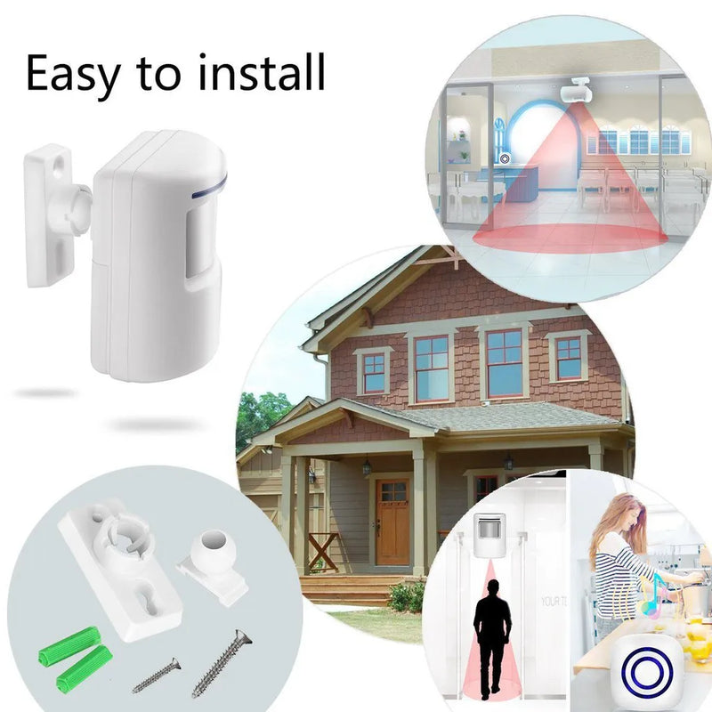 New 110V-240V Wireless Doorbell PIR Infrared Sensor Motion Detector Entry Door Bell Alarm Receiver Transmitter EU/US Plug