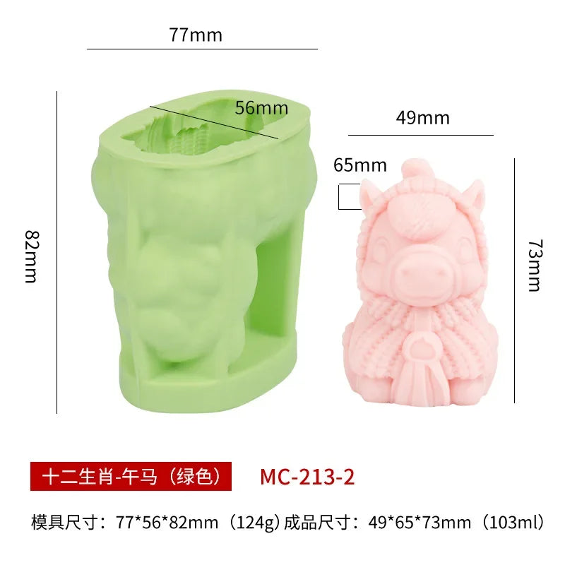 12 Zodiac Candle Silicone Mold 3D Abstract Animal Plaster Resin Making Tool Handmade Soap Ice Chocolate Cake Baking Mould