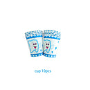 My First Tooth Blue Theme Party Disposable Tableware Stes Boy Girl First Tooth Birthday Party Decor Cups Plates  Napkins Banners