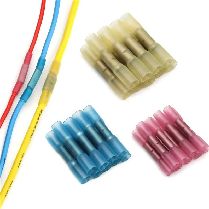 50pcs Waterproof Heat Shrink Wire Connectors Kit, Automotive Electrical Connector Terminals Kit Butt Splices Connector 22-10AWG