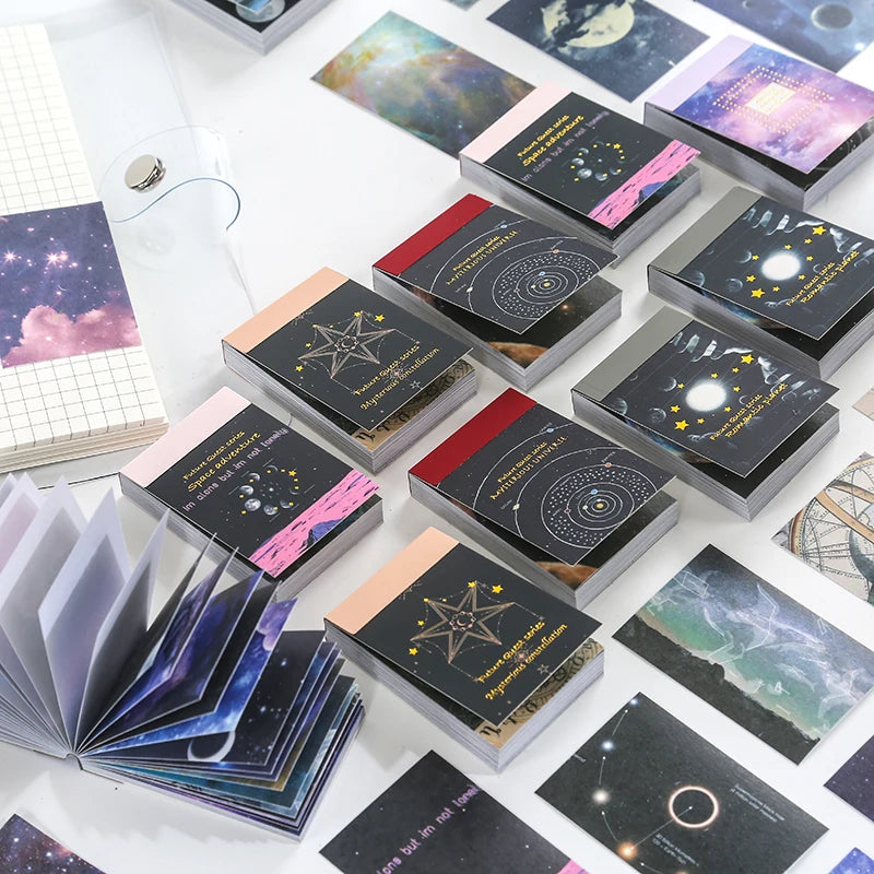 JIANQI 50pcs Cosmic Starry Sky Mini Stickers Book DIY Scrapbooking Junk Journal Collage Photo Album Creative office Stationery