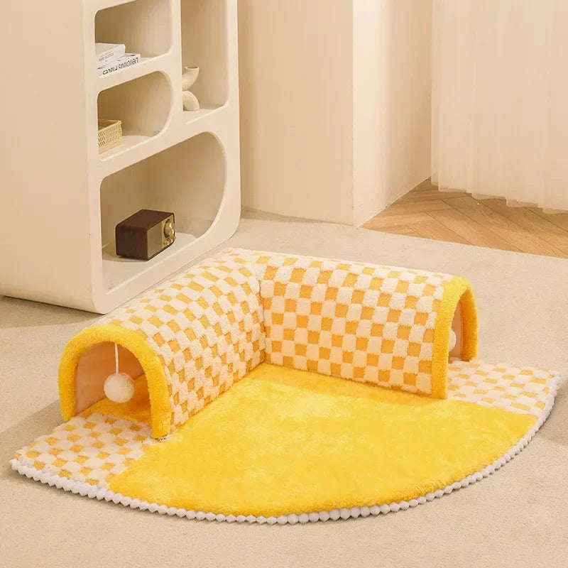 Tunnel Cat Nest Winter Warm Removable Washable Bed Cat Shelter Closed House Autumn and Winter Mat Pet Supplies Accessories