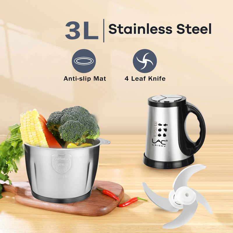 LAC Household Stainless Steel 3l Multi-Function Electric Meat Grinder  With Safety Lock Minced Stuffing Mixer Blade Detachable