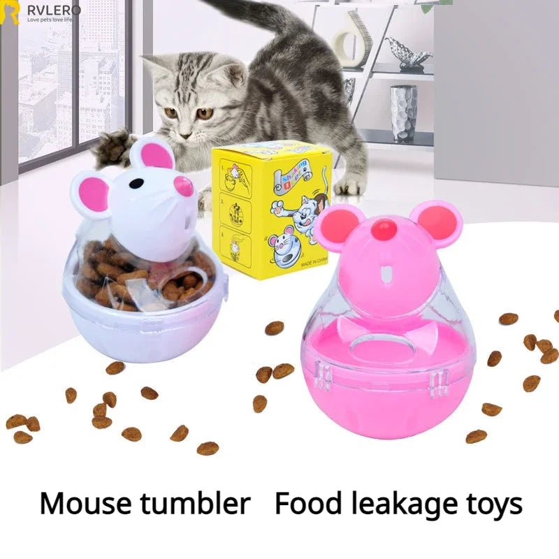 Mouse Tumbler Leak Food Feeder Pet Puzzle Cartoon Cats Toy Leakage Ball Kitten Interactive Toys Slow Feeding Pet Supplies